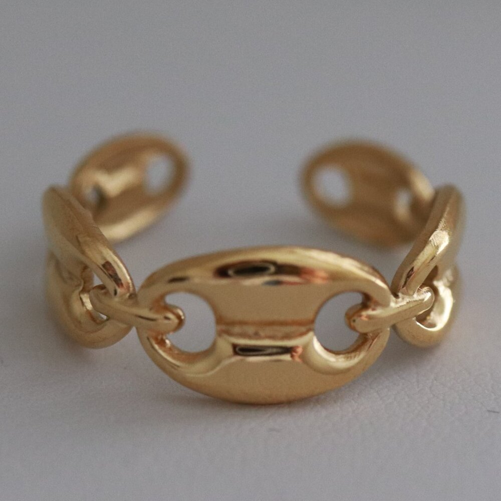 8mm Gold Plated Mariner Style Adjustable Ring Stainless Steel